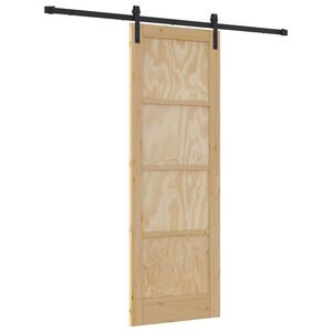 vidaXL Posuvn&eacute; dvere 73,5 x 211 cm Borovicov&yacute; mas&iacute;v Pr&iacute;rodn&aacute; a čierna