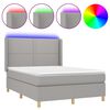 vidaXL Posteľ boxsping s matracom a LED bledosiv&aacute; 140x190 cm l&aacute;tka