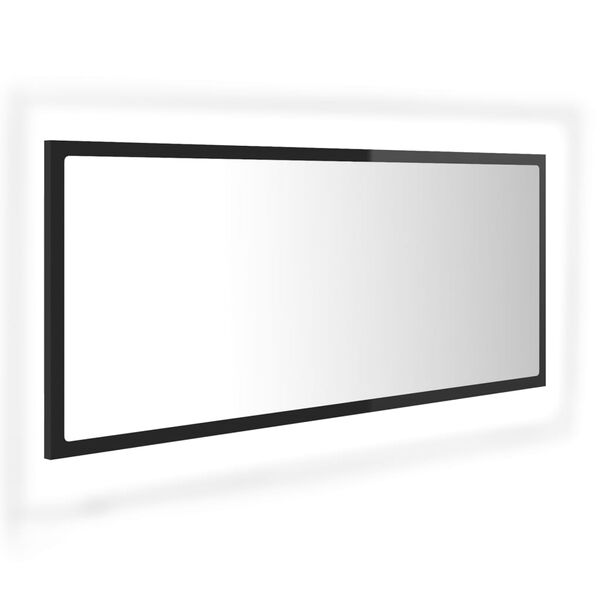 vidaXL LED kúpeľňové zrkadlo lesklé čierne 100x8,5x37 cm akryl