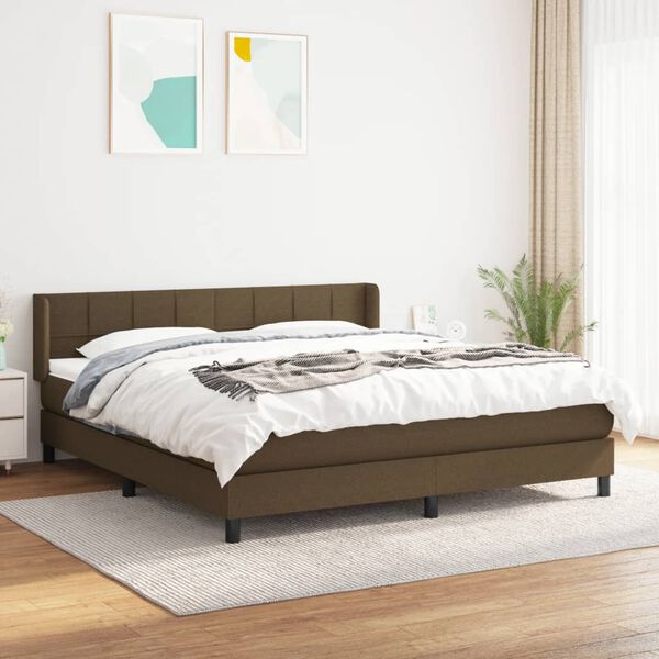 vidaXL Boxspring posteľ s matracom tmavohned&aacute; 180x200 cm l&aacute;tka