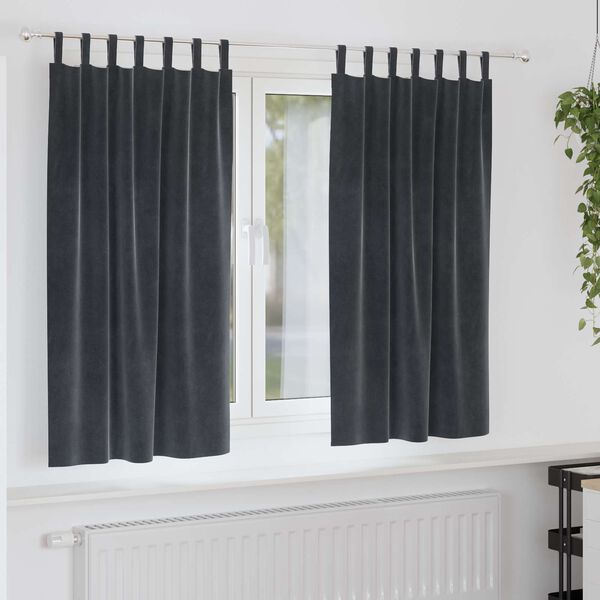 vidaXL Zatemňovacie závesy 2 pcs Tmavo šedá 140 x 175 cm Zamat