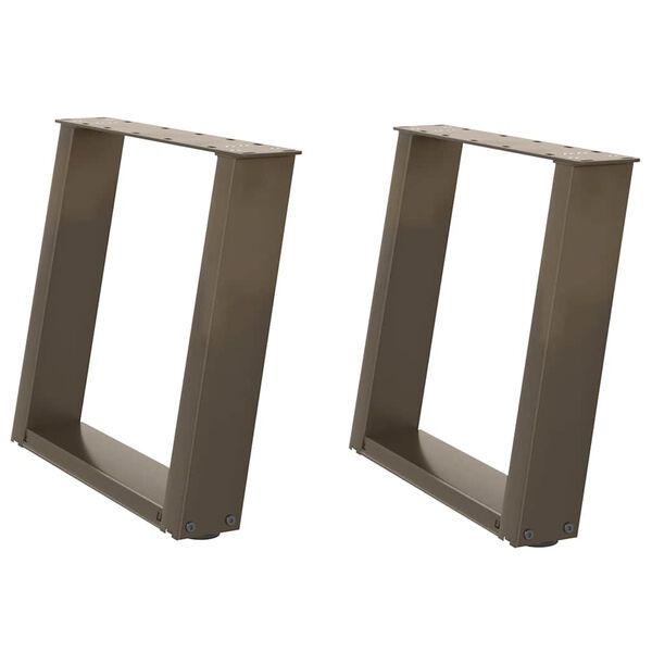 vidaXL Nohy konferenčn&eacute;ho stol&iacute;ka v tvare U, 2 ks, pr&iacute;rodn&aacute; oceľ, 50 x (42-43) cm, oceľ