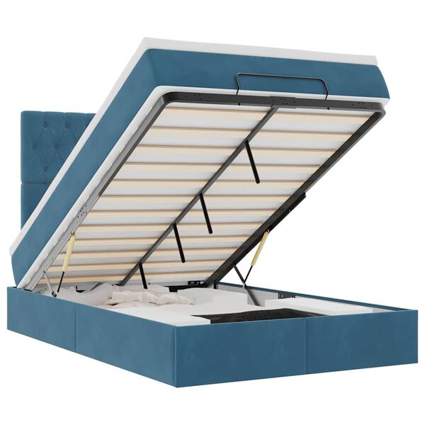 vidaXL Osmansk&yacute; r&aacute;m postele s matracmi tmavomodr&aacute; 120x190 cm zamat