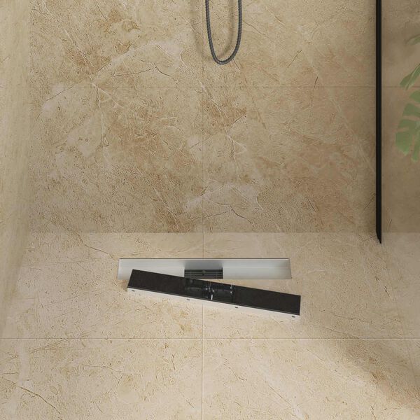 vidaXL Sprchov&yacute; odtok s sklenen&yacute;m vrchn&aacute;kom Čierna 60 cm