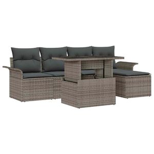 vidaXL S&uacute;prava z&aacute;hradn&yacute;ch pohoviek 6 ks Siv&aacute; polyratan
