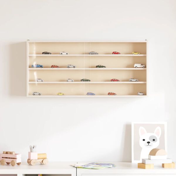 vidaXL Drevená zberateľská vitrína s dvierkami 80x8,5x37 cm