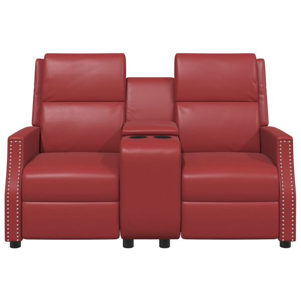 vidaXL 2-miestne sklápacie masážne kreslo, vínovo červené, umelá koža