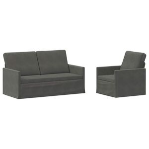 vidaXL Sada pohoviek 2 pcs Tmavosiv&aacute; Kord&uacute;rov&aacute; tkanina