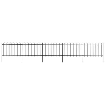 vidaXL Záhradný plot s oblúkovým zakončením, oceľ 8,5x1,2 m, čierny