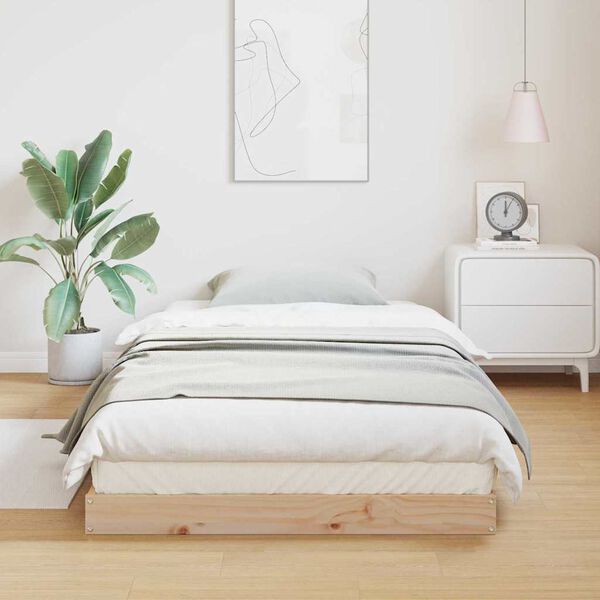 vidaXL Posteľový rám Prírodná 90 x 210 cm Borovicový masív