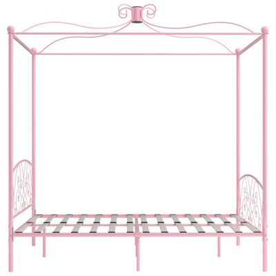 vidaXL Posteľný rám s baldachýnom, ružový, kov 160x200 cm