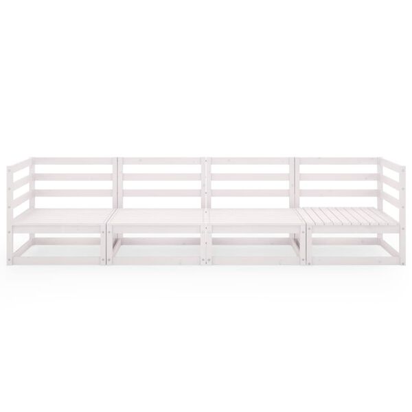 vidaXL Záhradná 4-miestna biela pohovka masívna borovica