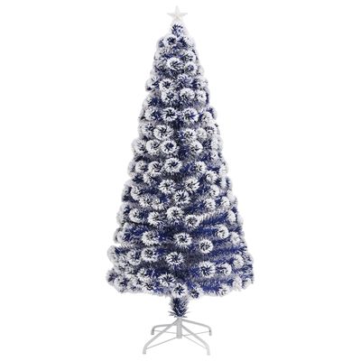 vidaXL Osvetlený vianočný stromček, bielo modrý 150 cm, optické vlákno