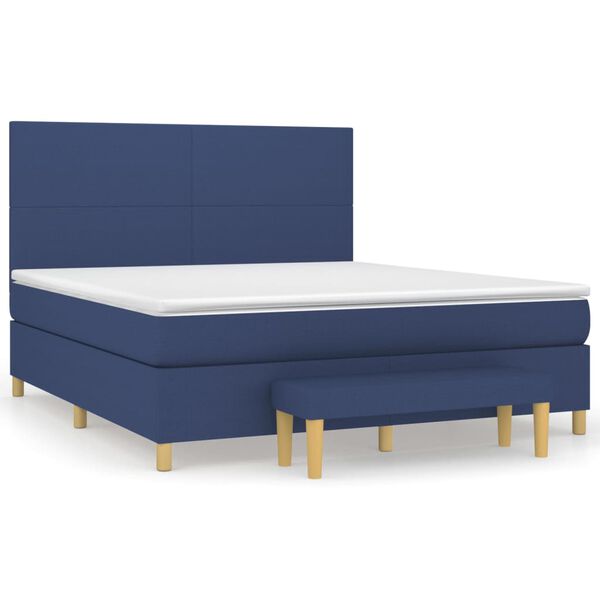 vidaXL Posteľn&yacute; r&aacute;m boxspring s matracom modr&yacute; 180x200 cm l&aacute;tka