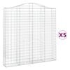 vidaXL Obl&uacute;kov&yacute; gabionov&yacute; k&ocirc;&scaron; 5 ks 200x30x200/220cm pozinkovan&eacute; železo