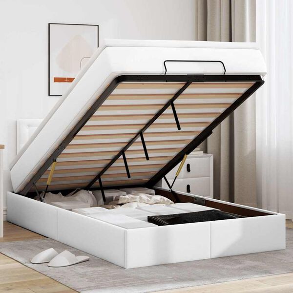 vidaXL Osmansk&yacute; r&aacute;m postele s matracom biela 120x200 cm umel&aacute; koža