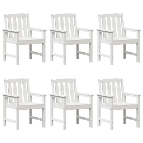 vidaXL Z&aacute;hradn&aacute; stolička 6 pcs Biela 65.5 x 59 x 88 cm Polyetyl&eacute;n