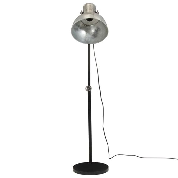 vidaXL Podlahov&aacute; lampa 25 W starožitn&aacute; strieborn&aacute; 30x30x90-150 cm E27