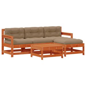 vidaXL Z&aacute;hradn&yacute; lounge set 5 pcs Voskov&aacute; Hned&aacute; Mas&iacute;vna borovica