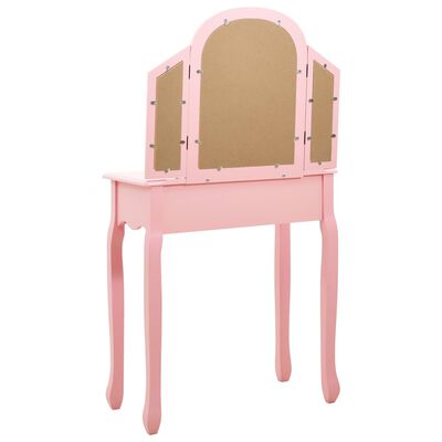 vidaXL Toaletný stolík so stoličkou ružový 65x36x128 cm drevo paulovnie MDF