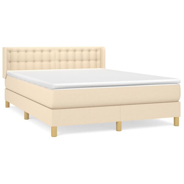 vidaXL Boxspring posteľ s matracom kr&eacute;mov&yacute; 140x190 cm l&aacute;tka