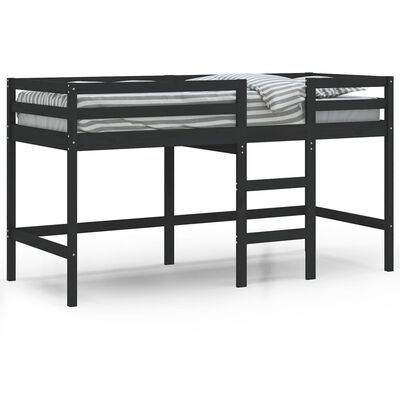vidaXL Detská vyvýšená posteľ rebrík čierna 80x200 cm masívna borovica