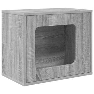 vidaXL Mačka Dom Siv&yacute; Sonoma 51 x 30 x 42,5 cm Kompozitn&eacute; drevo