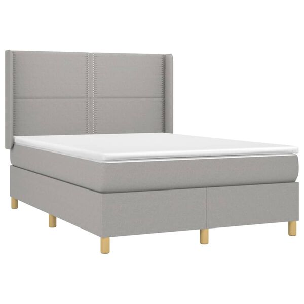 vidaXL Boxspring posteľ s matracom bledosiv&aacute; 140x200 cm l&aacute;tka