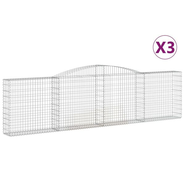 vidaXL Oblúkové gabiónové koše 3ks 400x30x100/120cm pozinkované železo