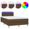 vidaXL Boxspring posteľ s matracom a LED tmavohned&aacute; 120x190 cm l&aacute;tka