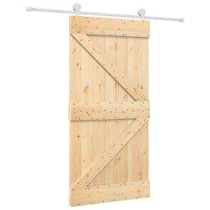 vidaXL Posuvn&eacute; dvere 100 x 210 cm Borovicov&yacute; mas&iacute;v Pr&iacute;rodn&aacute; a biela
