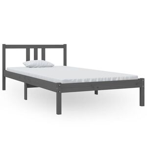 vidaXL Posteľn&yacute; r&aacute;m siv&yacute; mas&iacute;vne drevo 100x200 cm