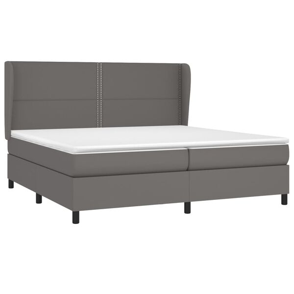 vidaXL Boxspring posteľ s matracom siv&aacute; 200x200 cm umel&aacute; koža