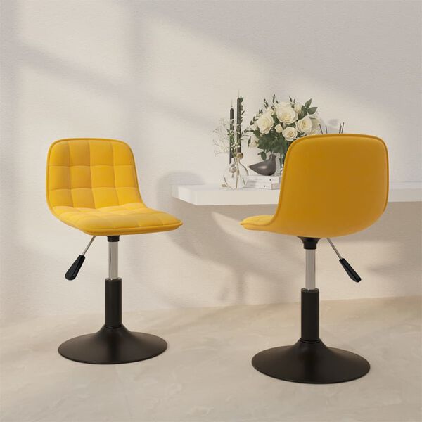 vidaXL Otočn&eacute; jed&aacute;lensk&eacute; stoličky 2 ks horčicovo-žlt&eacute; zamatov&eacute;