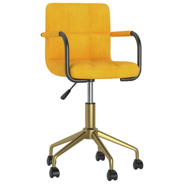 vidaXL Otočn&aacute; jed&aacute;lensk&aacute; stolička horčicovo-žlt&aacute; zamatov&aacute;