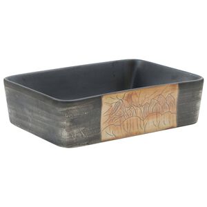 vidaXL Um&yacute;vadlo na dosku čierno-hned&eacute; obdĺžnik 46x35,5x13 cm keramick&eacute;