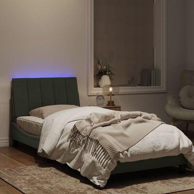 vidaXL Rám postele s LED svetlami bledosivý 90x190 cm zamat