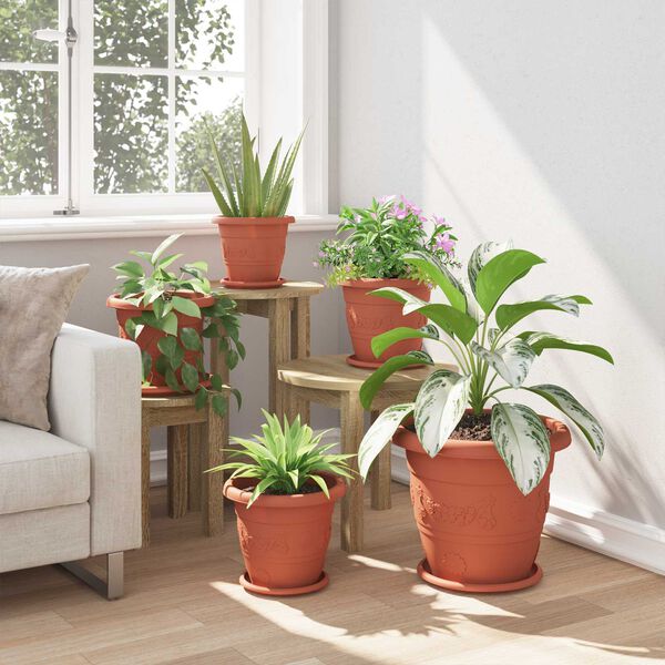 vidaXL Kvetin&aacute;če 6 pcs Tehlovo červen&aacute; &Oslash; 26 x 21.5 cm Plast