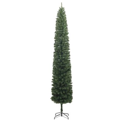 vidaXL Úzky vianočný stromček 300 LED s guľami 270 cm