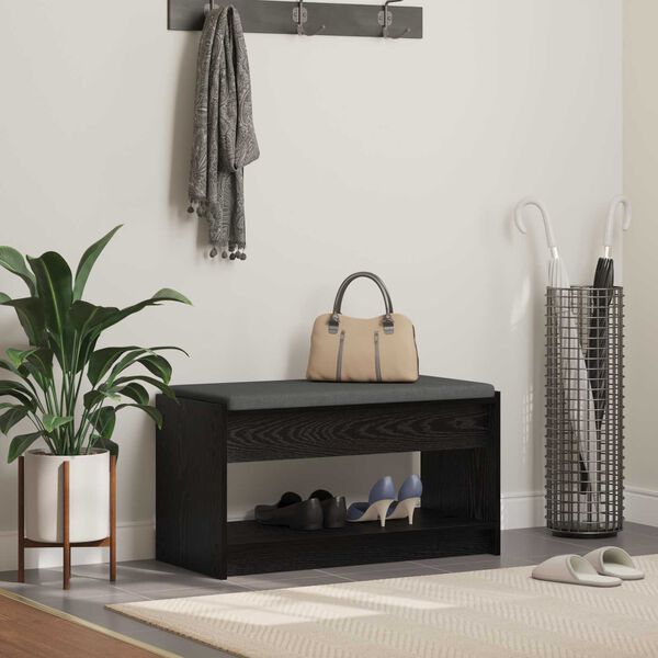 vidaXL Predsieňov&aacute; lavica s vank&uacute;&scaron;om Čierny Dub 83 x 38 x 45 cm