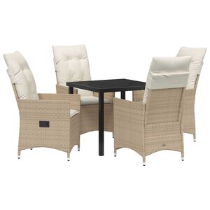 vidaXL Z&aacute;hradn&yacute; jed&aacute;lensk&yacute; set s vank&uacute;&scaron;om 5 pcs B&eacute;žov&aacute; polyratan