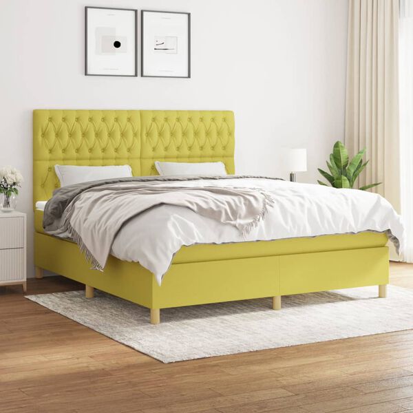 vidaXL Boxspring posteľ s matracom zelen&aacute; 180x200 cm l&aacute;tka