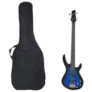vidaXL Elektr.basgitara pre začiatočn&iacute;ka s ta&scaron;kou modro-čierna 4/4 46"