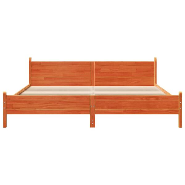 vidaXL Posteľ bez matraca voskovo hned&aacute; 200x200 cm mas&iacute;vna borovica