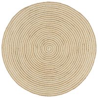 vidaXL Ručne vyrobený jutový koberec, špirálový dizajn, biely 120 cm