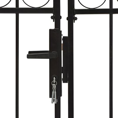 vidaXL Dvojkrídlová plotová brána s oblúkom, oceľ 400x200 cm, čierna