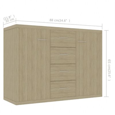 vidaXL Komoda, dub sonoma 88x30x65 cm, kompozitné drevo