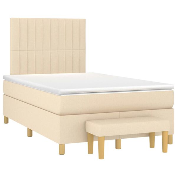 vidaXL Boxspring posteľ s matracom kr&eacute;mov&aacute; 120x190 cm l&aacute;tka
