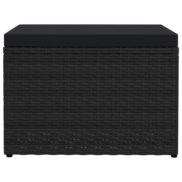 vidaXL Z&aacute;hradn&aacute; podnožka s podložkou, čierna, polyratan