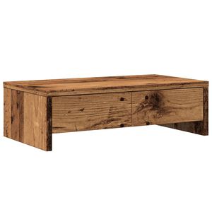 vidaXL Stojan na monitor z&aacute;suvky star&eacute; drevo 50x27x15 cm kompoz. drevo